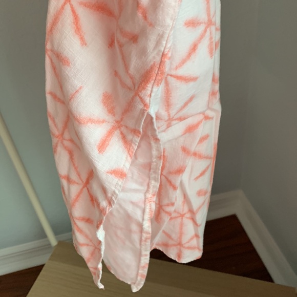 Loft size large coral and white maxi skirt with slits on the side - Picture 3 of 6